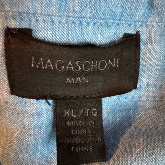 Magaschoni Man Linen Button Down Shirt Size XL Beachy Coastal Lagom Quiet Luxury - Picture 6 of 10